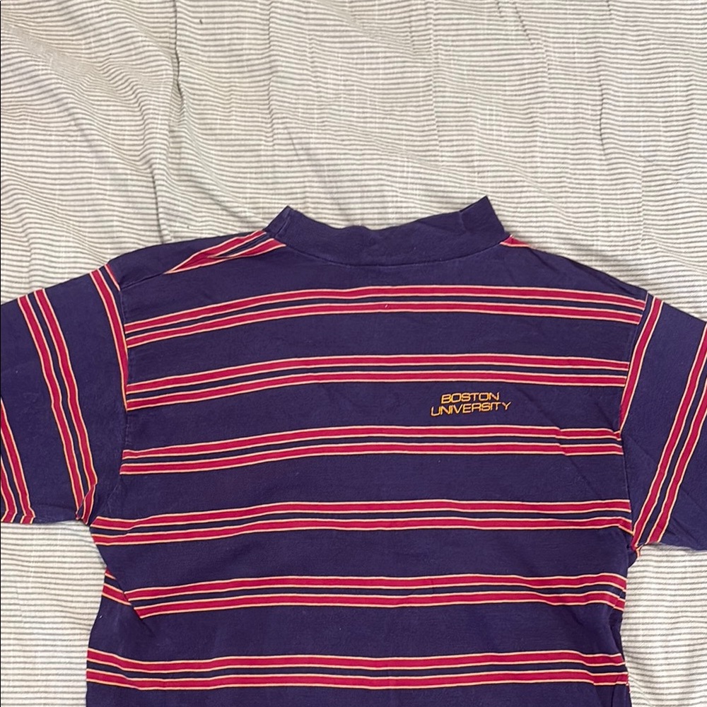 Vintage Boston University Striped Shirt Velva Sheen